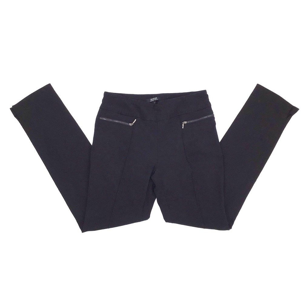 Renuar Black Cigarette Pants with Ankle Slits, 4